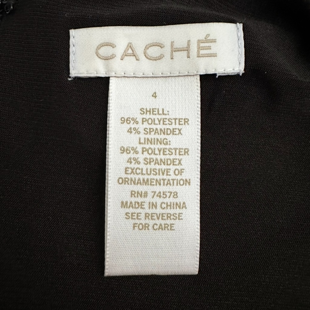 Cache Ruched Embellished Black Dress - Picture 8 of 8